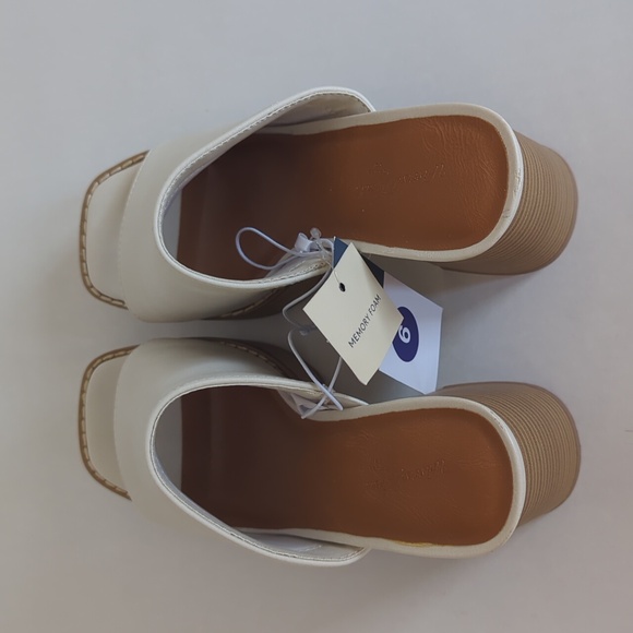 Universal Thread Gabby Faux Leather Platform Mule Heels 6 Cream - Picture 13 of 16